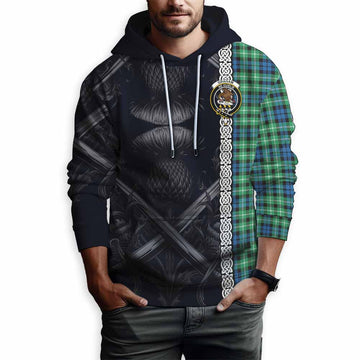 Graham Tartan Hoodie with Family Crest Cross Sword Thistle Celtic Vibes