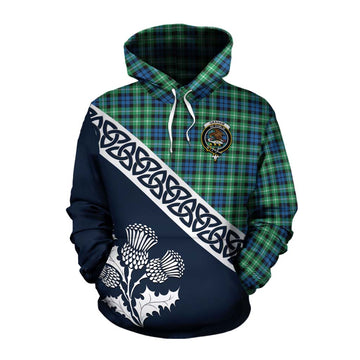 Graham Tartan Cotton Hoodie Featuring Thistle and Scotland Map