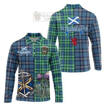 Graham Tartan Long Sleeve Polo Shirt Happy St. Andrew's Day Half Tartan Style