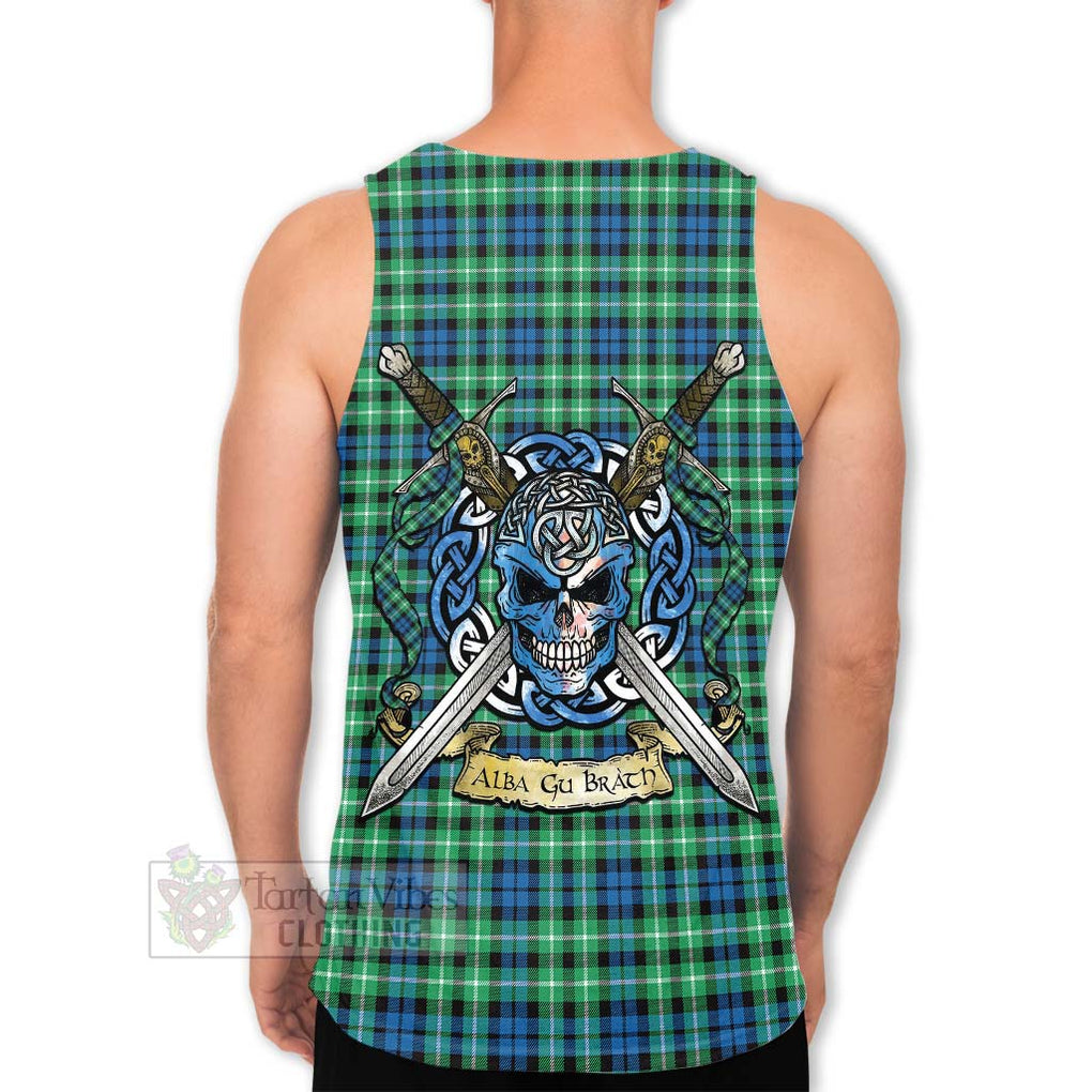 Tartan Vibes Clothing Graham Tartan Men's Tank Top with Family Crest Celtic Skull Style