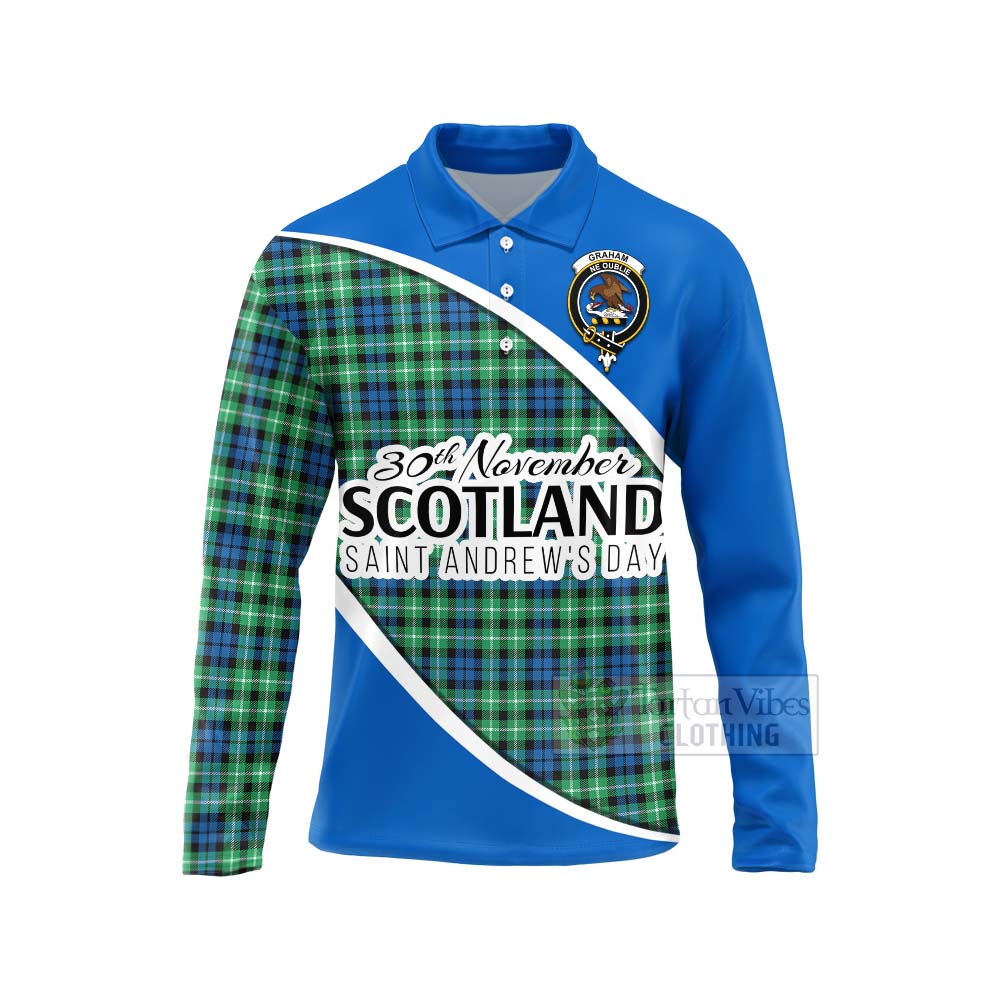 Tartan Vibes Clothing Graham Family Crest Tartan Long Sleeve Polo Shirt Celebrate Saint Andrew's Day in Style