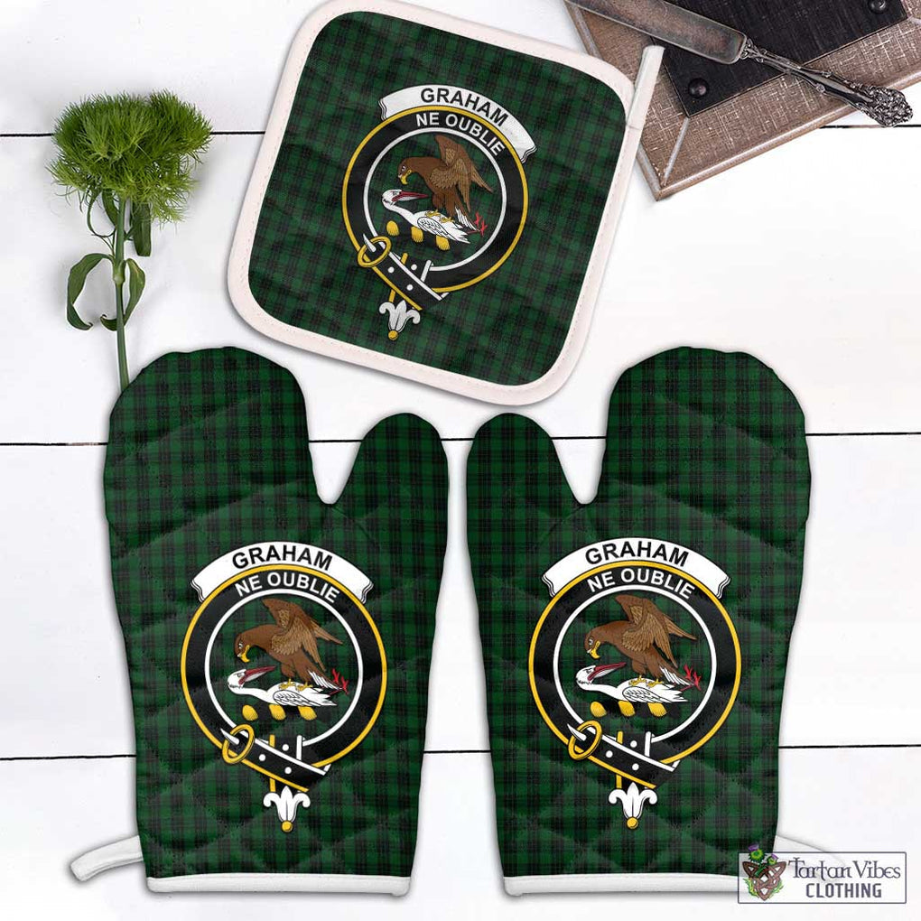 Graham Tartan Combo Oven Mitt & Pot-Holder with Family Crest White - Tartan Vibes Clothing