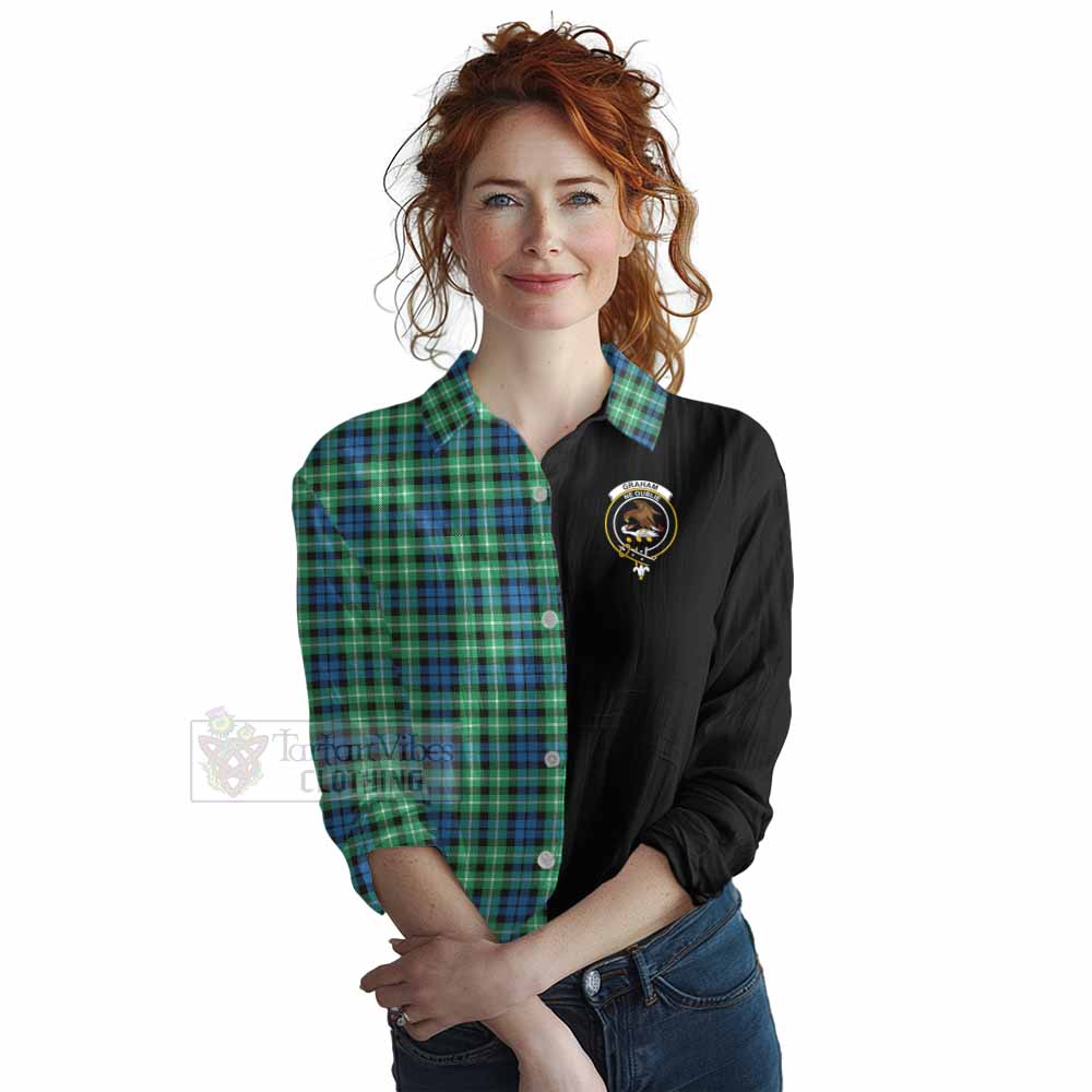 Tartan Vibes Clothing Graham Tartan Women's Casual Shirt with Family Crest and Half Of Me Style