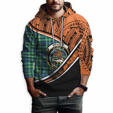 Graham Crest Tartan Hoodie with Polynesian Vibes Style - Orange Version