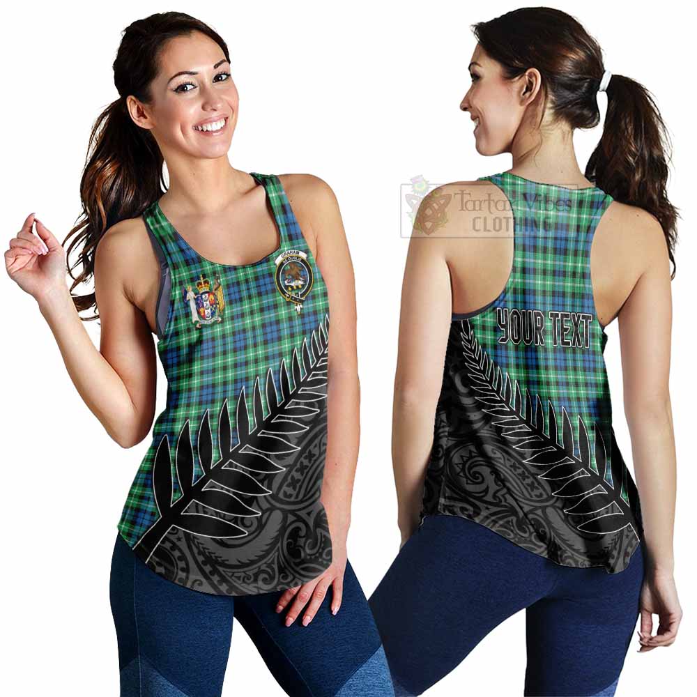 Tartan Vibes Clothing Graham Crest Tartan Women's Racerback Tanks with New Zealand Silver Fern Half Style