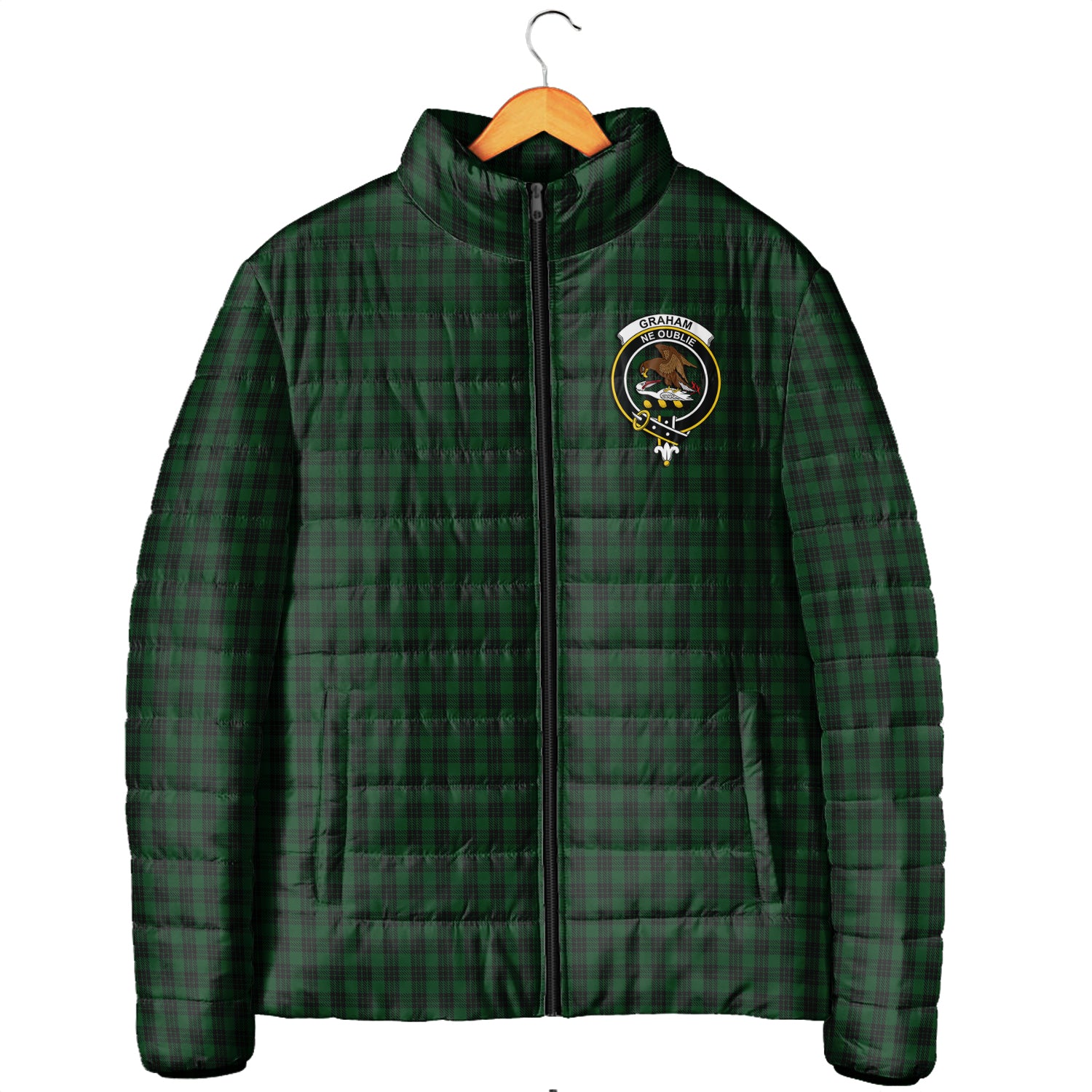 Graham Tartan Padded Jacket with Family Crest Men's Padded Jacket - Tartan Vibes Clothing