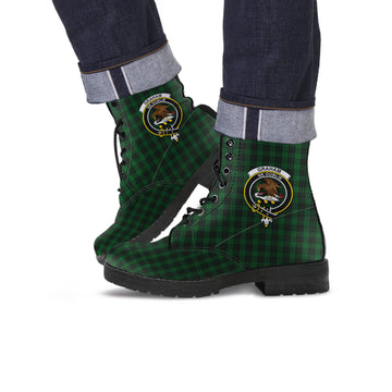 Graham Tartan Leather Boots with Family Crest