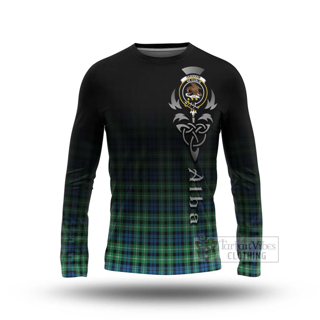 Tartan Vibes Clothing Graham Tartan Long Sleeve T-Shirt Featuring Alba Gu Brath Family Crest Celtic Inspired