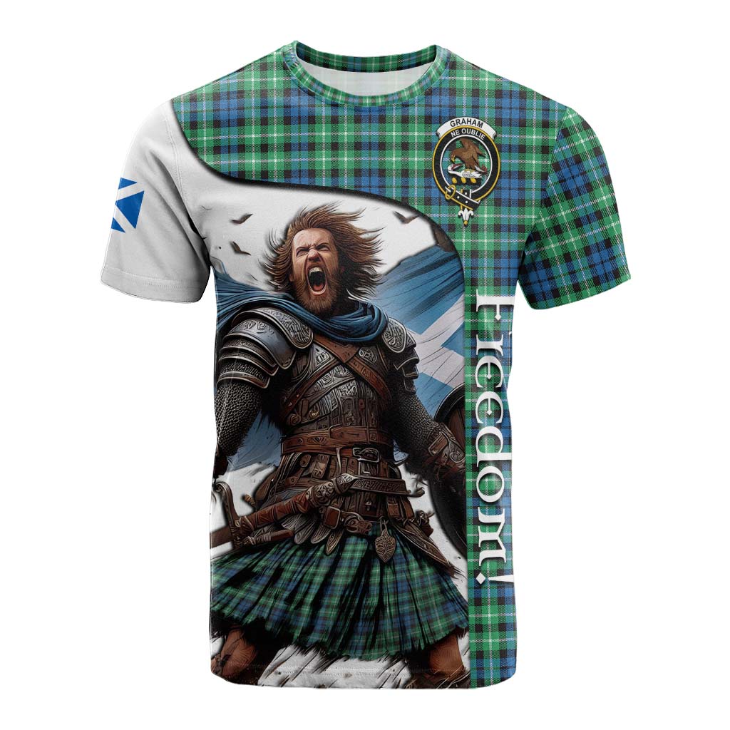 Tartan Vibes Clothing Graham Crest Tartan Cotton T-shirt Inspired by the Freedom of Scottish Warrior