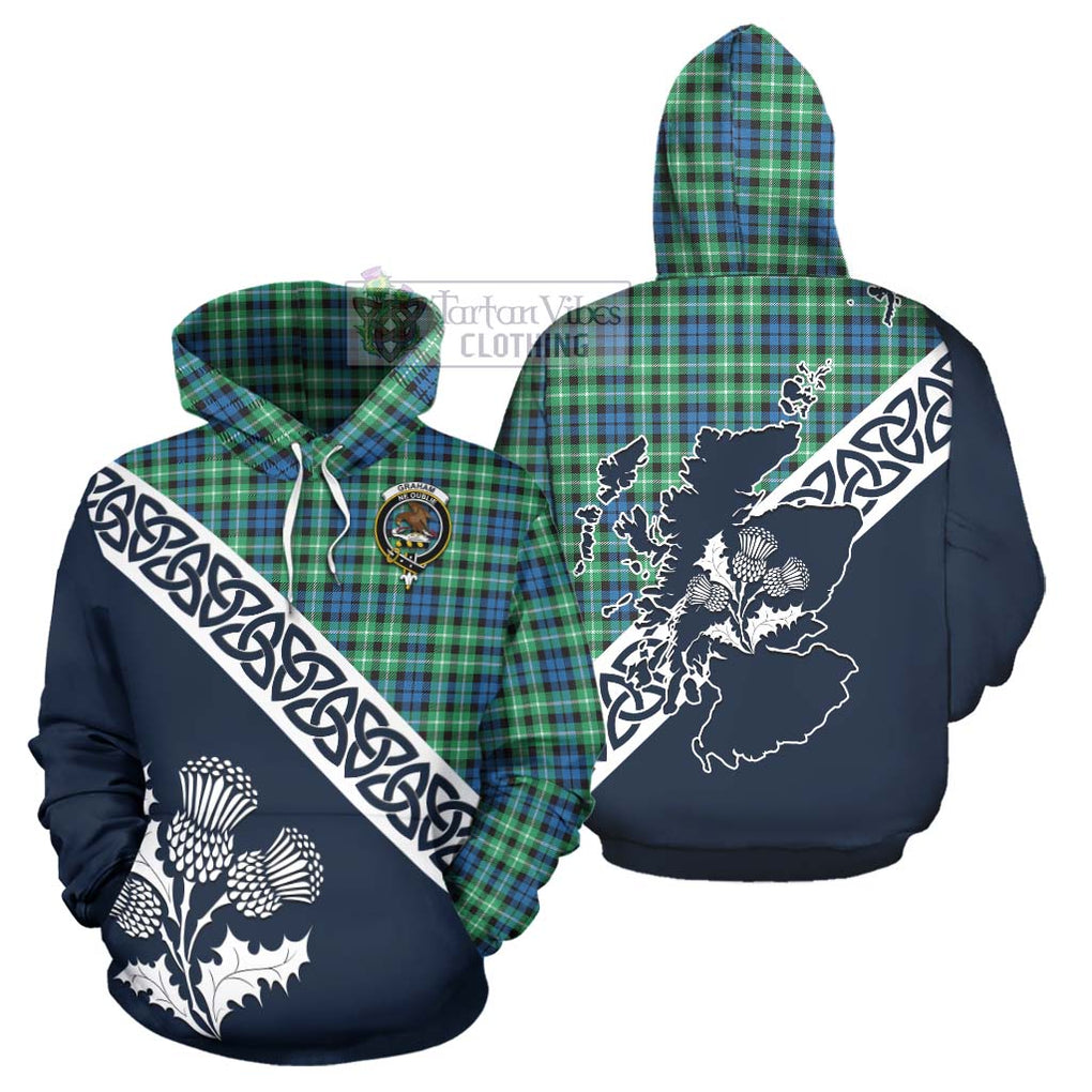 Tartan Vibes Clothing Graham Tartan Hoodie Featuring Thistle and Scotland Map