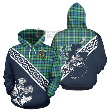 Graham Tartan Hoodie Featuring Thistle and Scotland Map