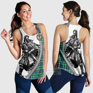 Graham Tartan Clan Crest Women's Racerback Tanks with Highlander Warrior Celtic Style