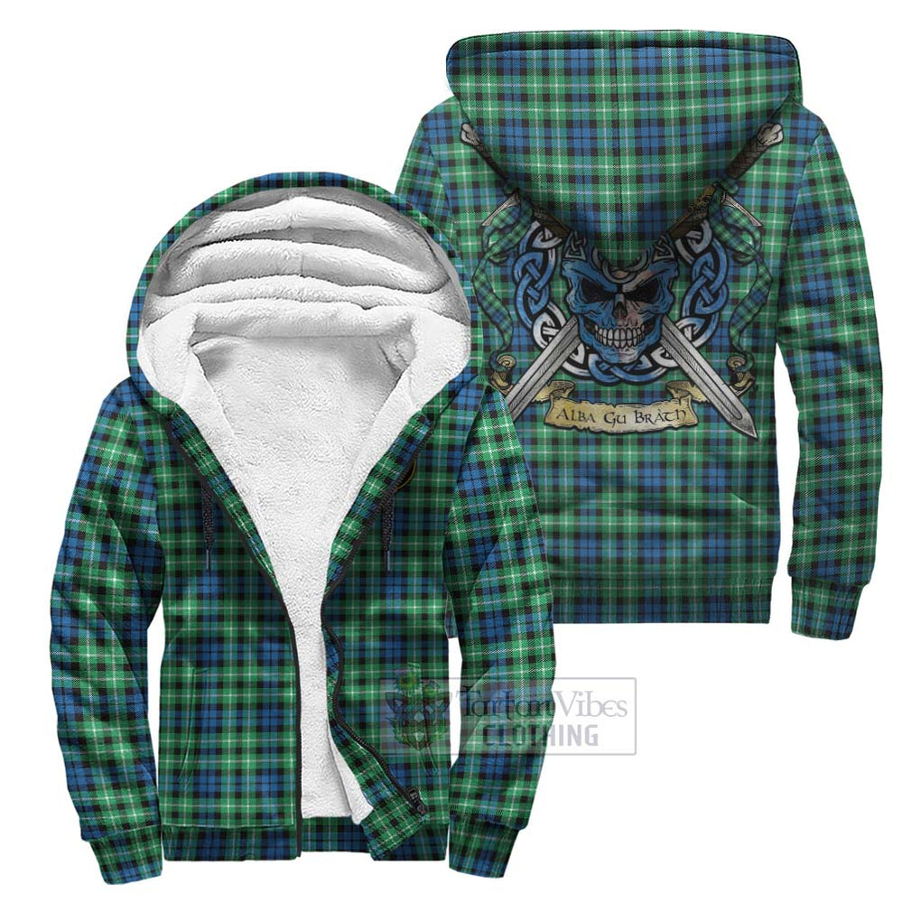 Tartan Vibes Clothing Graham Tartan Sherpa Hoodie with Family Crest Celtic Skull Style