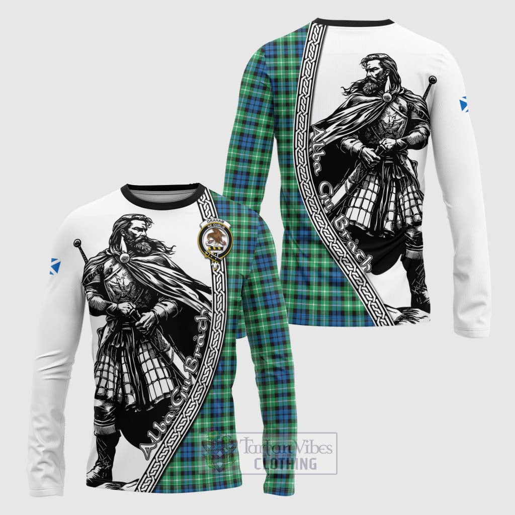 Tartan Vibes Clothing Graham Tartan Clan Crest Long Sleeve T-Shirt with Highlander Warrior Celtic Style