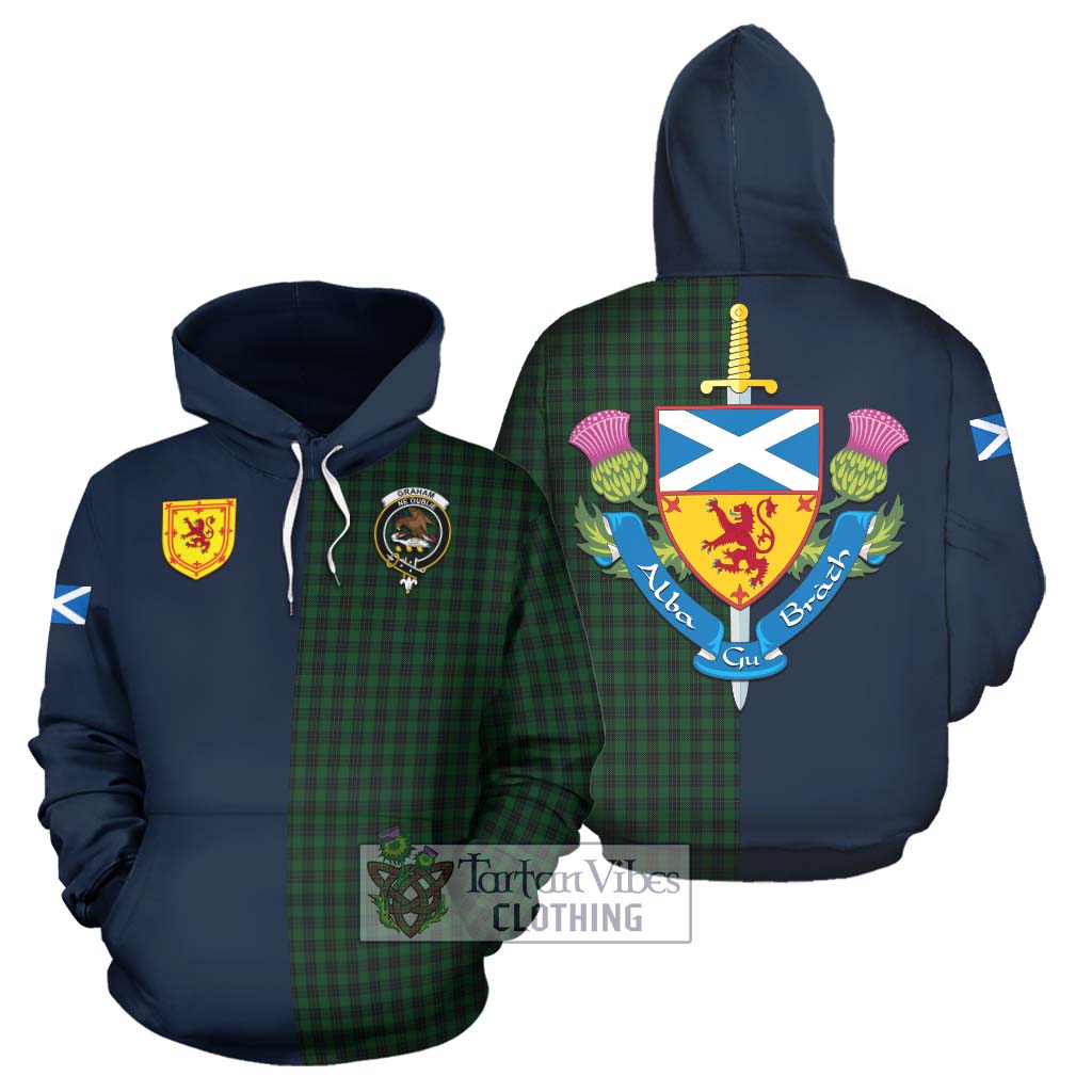 Tartan Vibes Clothing Graham Tartan Hoodie with Scottish Lion Royal Arm Half Style