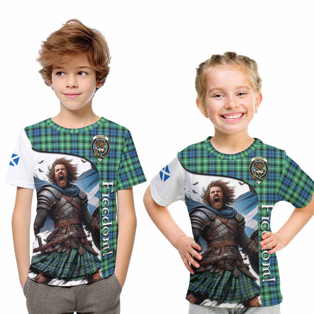 Tartan Vibes Clothing Graham Crest Tartan Kid T-Shirt Inspired by the Freedom of Scottish Warrior