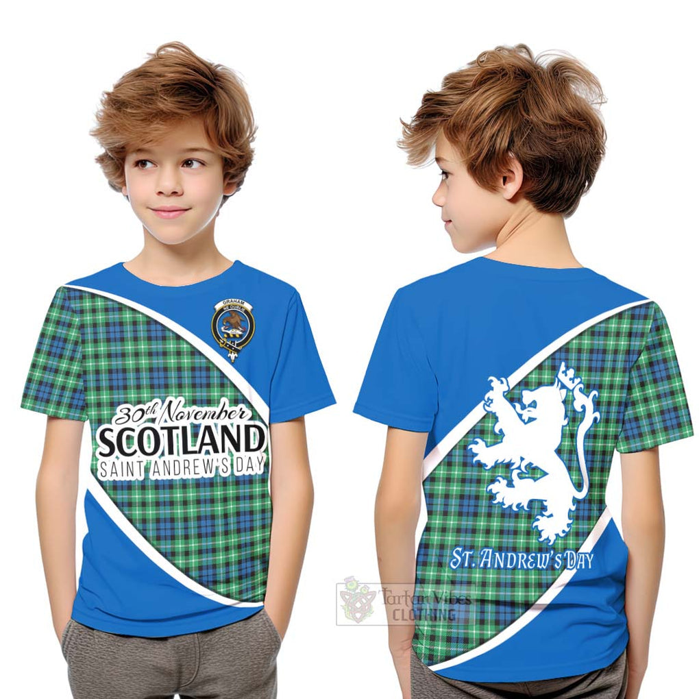 Tartan Vibes Clothing Graham Family Crest Tartan Kid T-Shirt Celebrate Saint Andrew's Day in Style