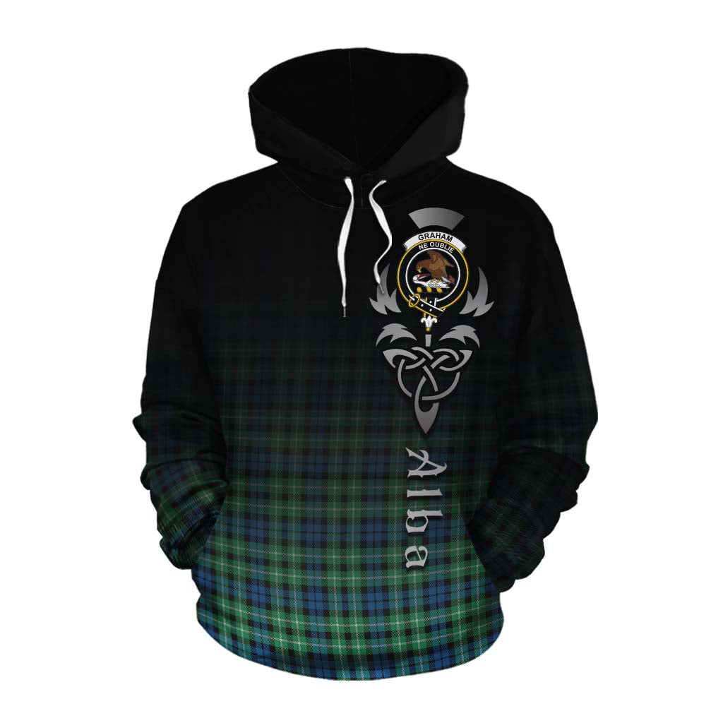 Tartan Vibes Clothing Graham Tartan Cotton Hoodie Featuring Alba Gu Brath Family Crest Celtic Inspired