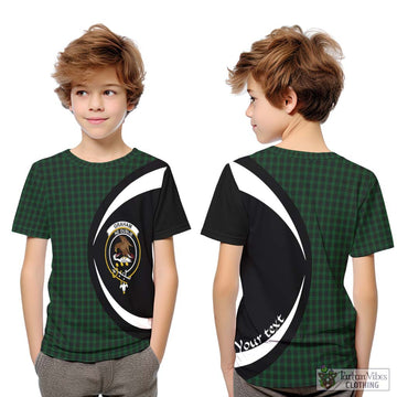 Graham Tartan Kid T-Shirt with Family Crest Circle Style