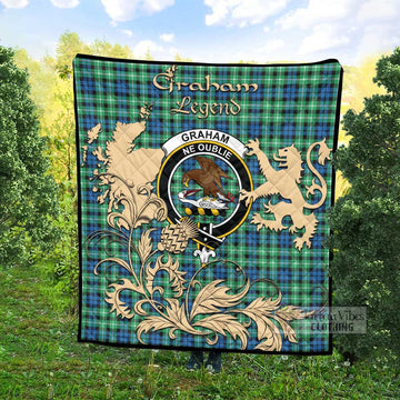 Graham Tartan Quilt with Family Crest and Scottish Symbol Style