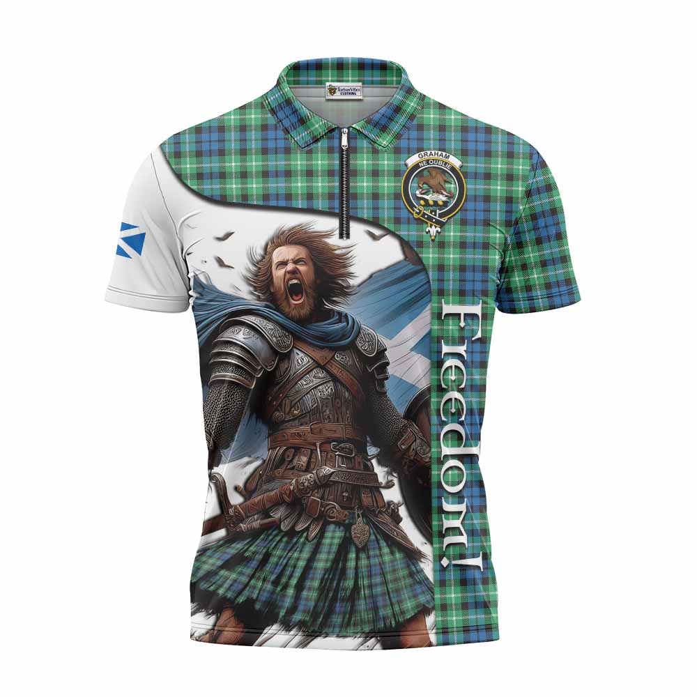 Tartan Vibes Clothing Graham Crest Tartan Zipper Polo Shirt Inspired by the Freedom of Scottish Warrior