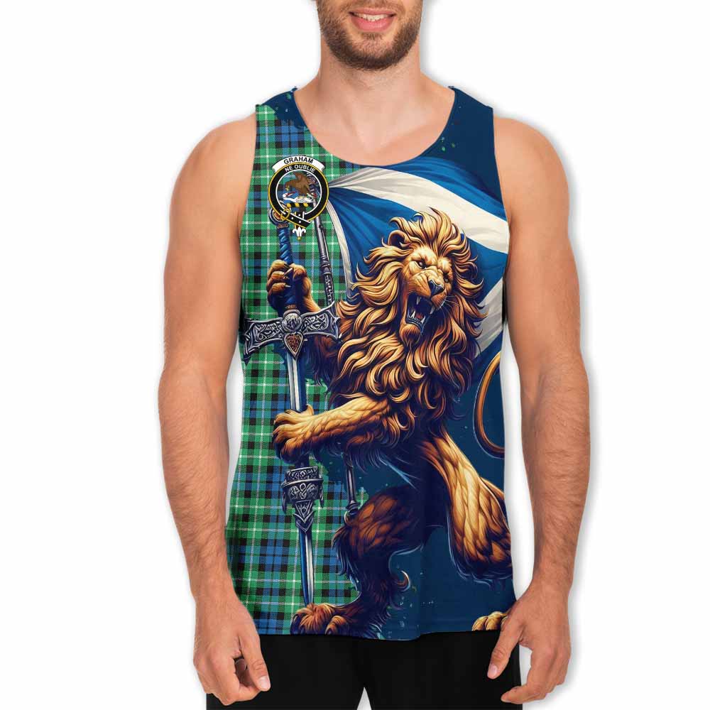 Tartan Vibes Clothing Graham Tartan Family Crest Men's Tank Top with Scottish Majestic Lion