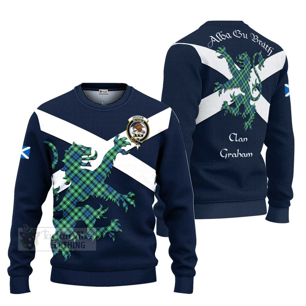 Tartan Vibes Clothing Graham Tartan Lion Rampant Knitted Sweater – Proudly Display Your Heritage with Alba Gu Brath and Clan Name