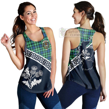 Graham Tartan Women's Racerback Tanks Featuring Thistle and Scotland Map