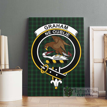 Graham Tartan Canvas Print Wall Art with Family Crest