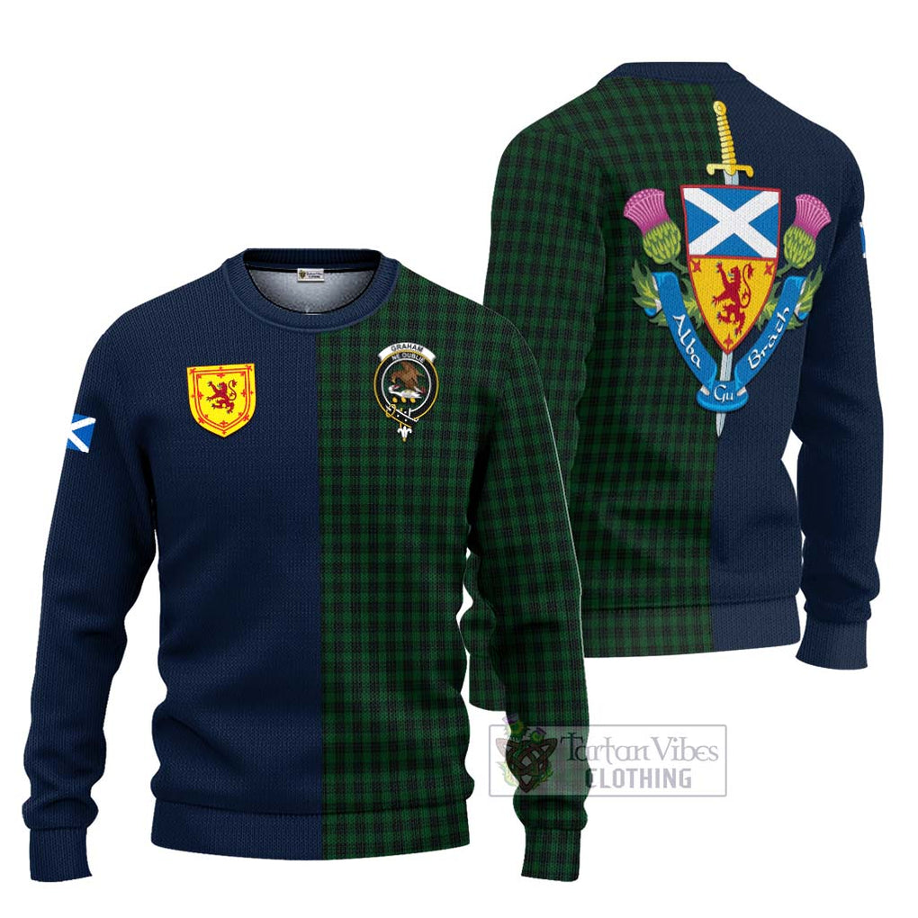 Tartan Vibes Clothing Graham Tartan Knitted Sweater with Scottish Lion Royal Arm Half Style