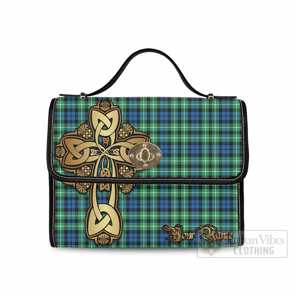 Tartan Vibes Clothing Graham Tartan Waterproof Canvas Bag Golden Thistle Celtic Cross Style