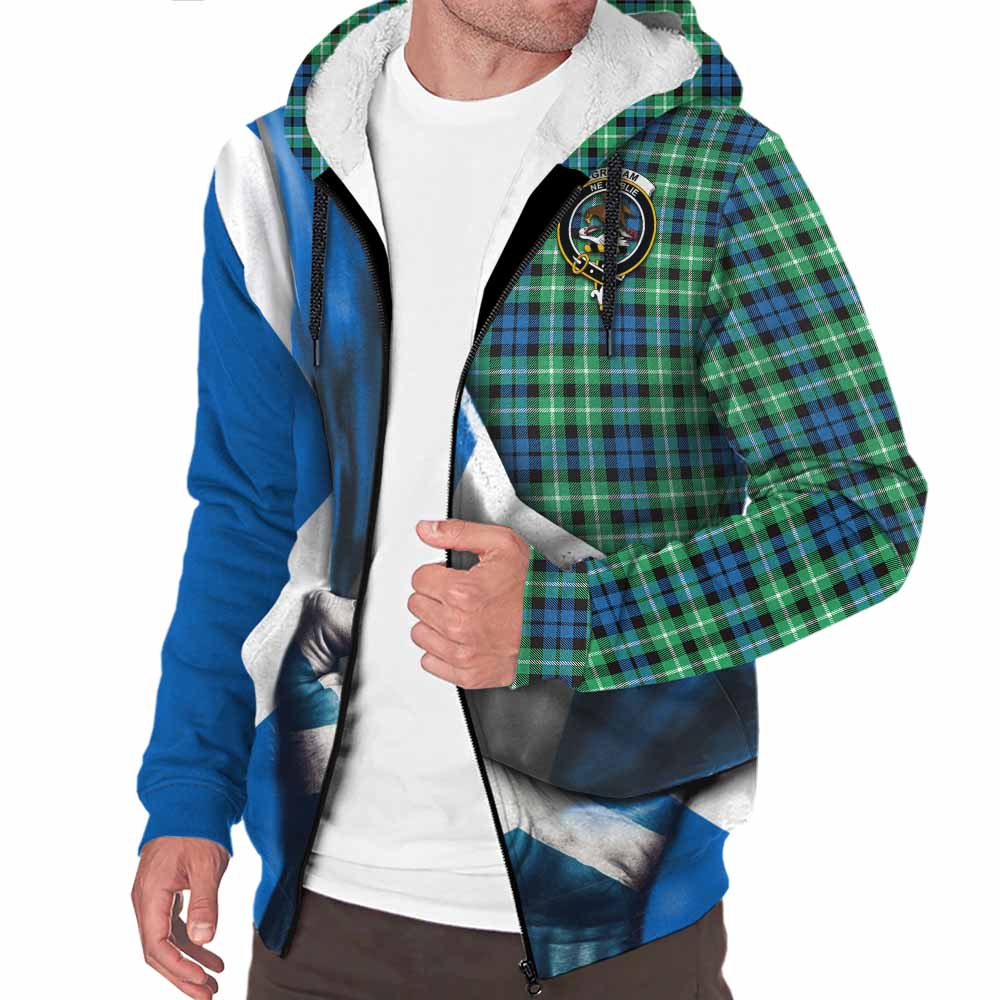 Tartan Vibes Clothing Graham Tartan Sherpa Hoodie with Family Crest Scotland Patriotic Style