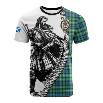 Graham Tartan Clan Crest Cotton T-shirt with Highlander Warrior Celtic Style