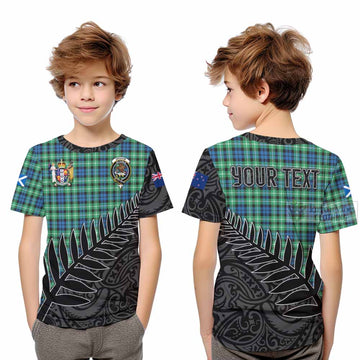 Graham Crest Tartan Kid T-Shirt with New Zealand Silver Fern Half Style