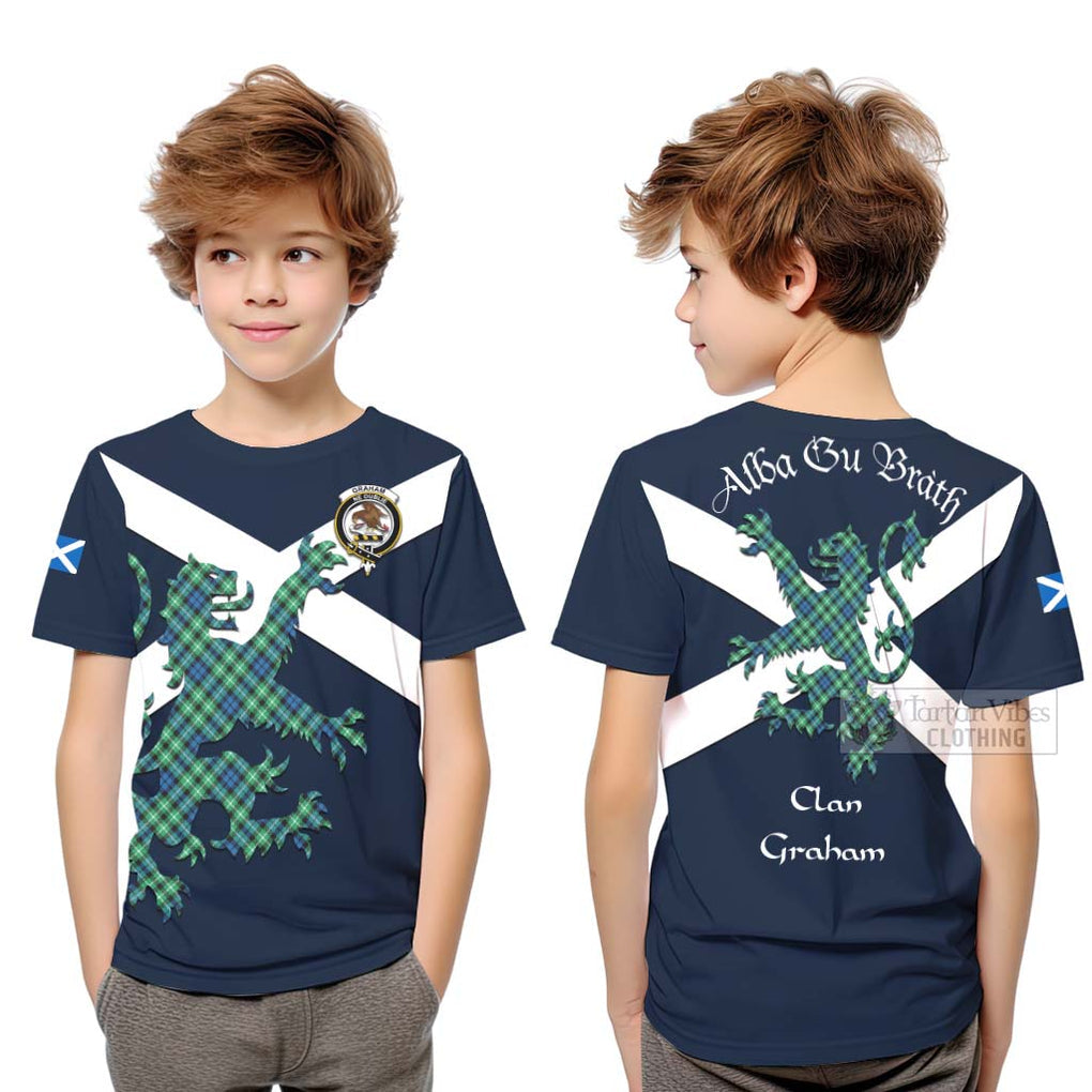 Tartan Vibes Clothing Graham Tartan Lion Rampant Kid T-Shirt – Proudly Display Your Heritage with Alba Gu Brath and Clan Name