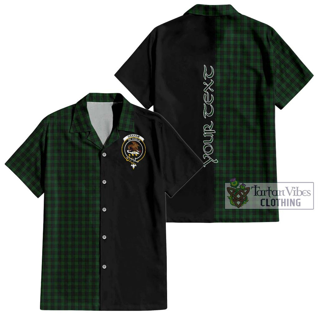 Graham Tartan Short Sleeve Button Shirt with Family Crest and Half Of Me Style Kid - Tartanvibesclothing Shop