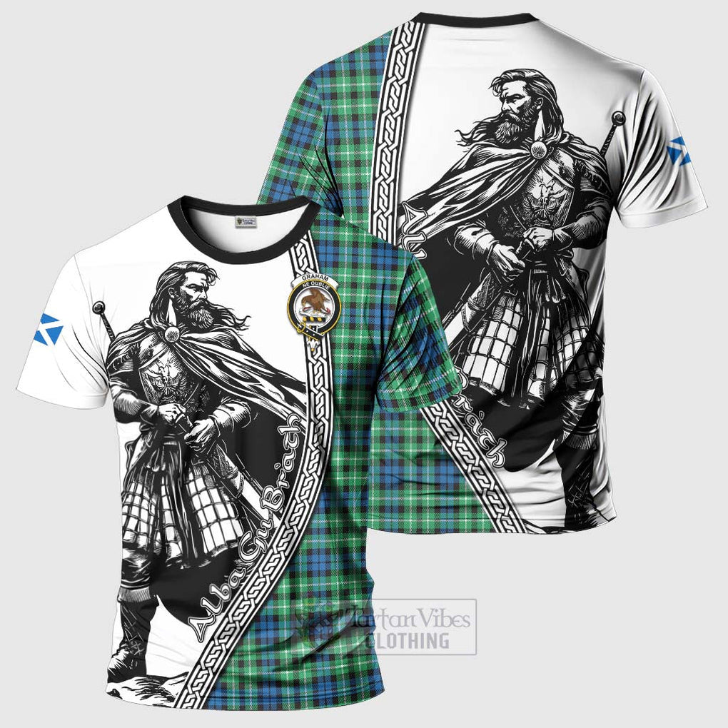 Tartan Vibes Clothing Graham Tartan Clan Crest T-Shirt with Highlander Warrior Celtic Style