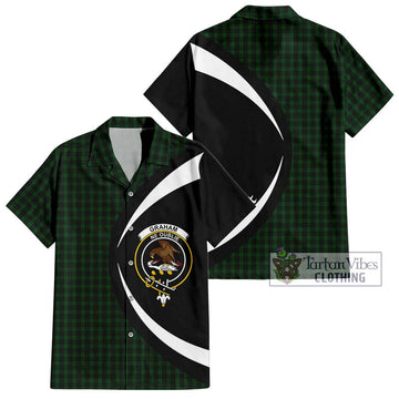 Graham Tartan Short Sleeve Button Up with Family Crest Circle Style