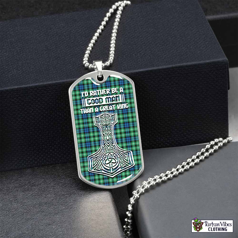 Tartan Vibes Clothing Graham Tartan Dog Tag Necklace Viking Mjolnir Style