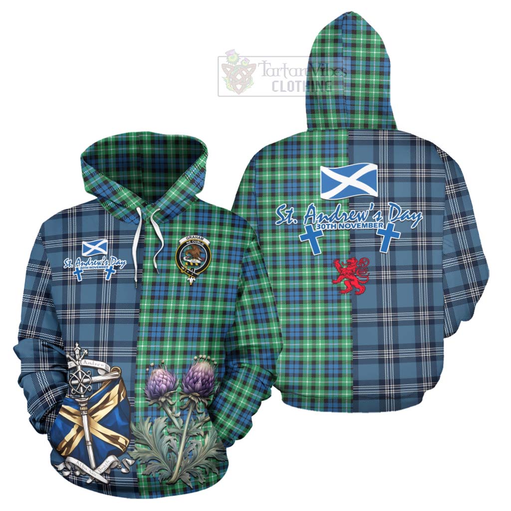 Tartan Vibes Clothing Graham Tartan Hoodie Happy St. Andrew's Day Half Tartan Style