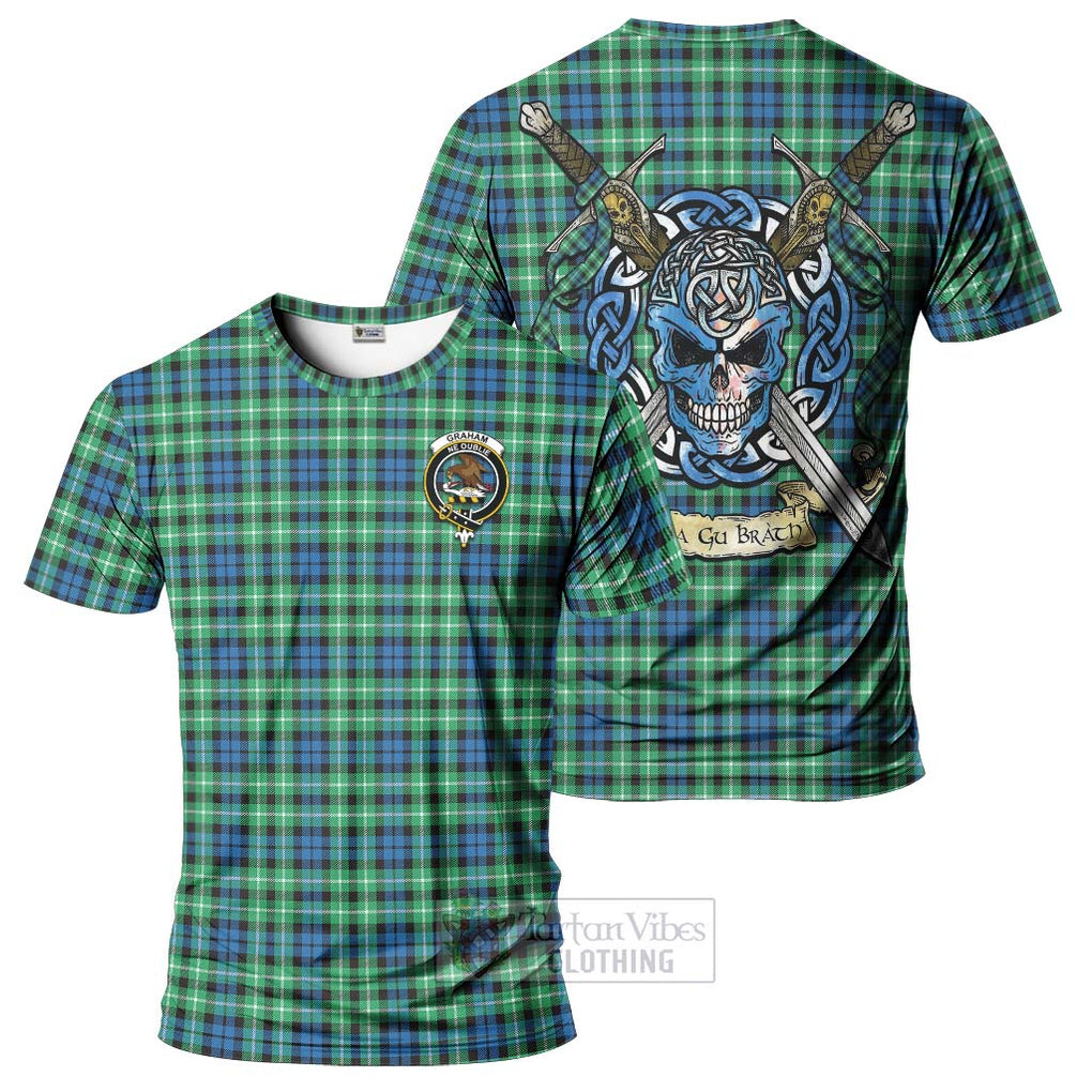 Tartan Vibes Clothing Graham Tartan T-Shirt with Family Crest Celtic Skull Style