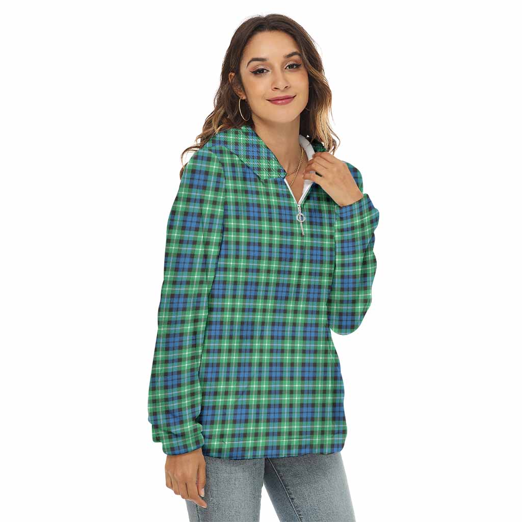 Tartan Vibes Clothing Graham Tartan Women's Borg  Half Zip Fleece Hoodie