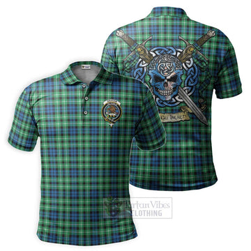 Graham Tartan Polo Shirt with Family Crest Celtic Skull Style