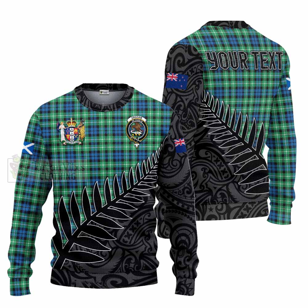 Tartan Vibes Clothing Graham Crest Tartan Knitted Sweater with New Zealand Silver Fern Half Style