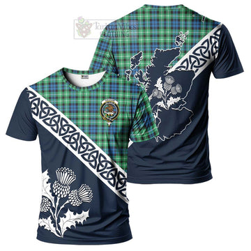 Graham Tartan T-Shirt Featuring Thistle and Scotland Map