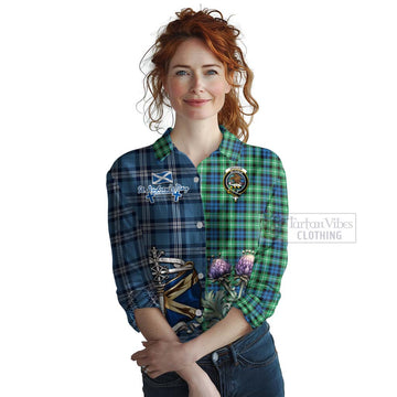 Graham Tartan Women's Casual Shirt Happy St. Andrew's Day Half Tartan Style