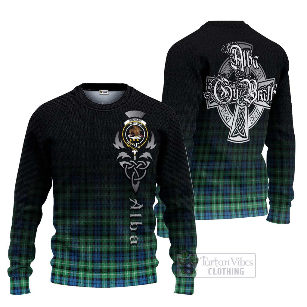 Tartan Vibes Clothing Graham Tartan Knitted Sweater Featuring Alba Gu Brath Family Crest Celtic Inspired