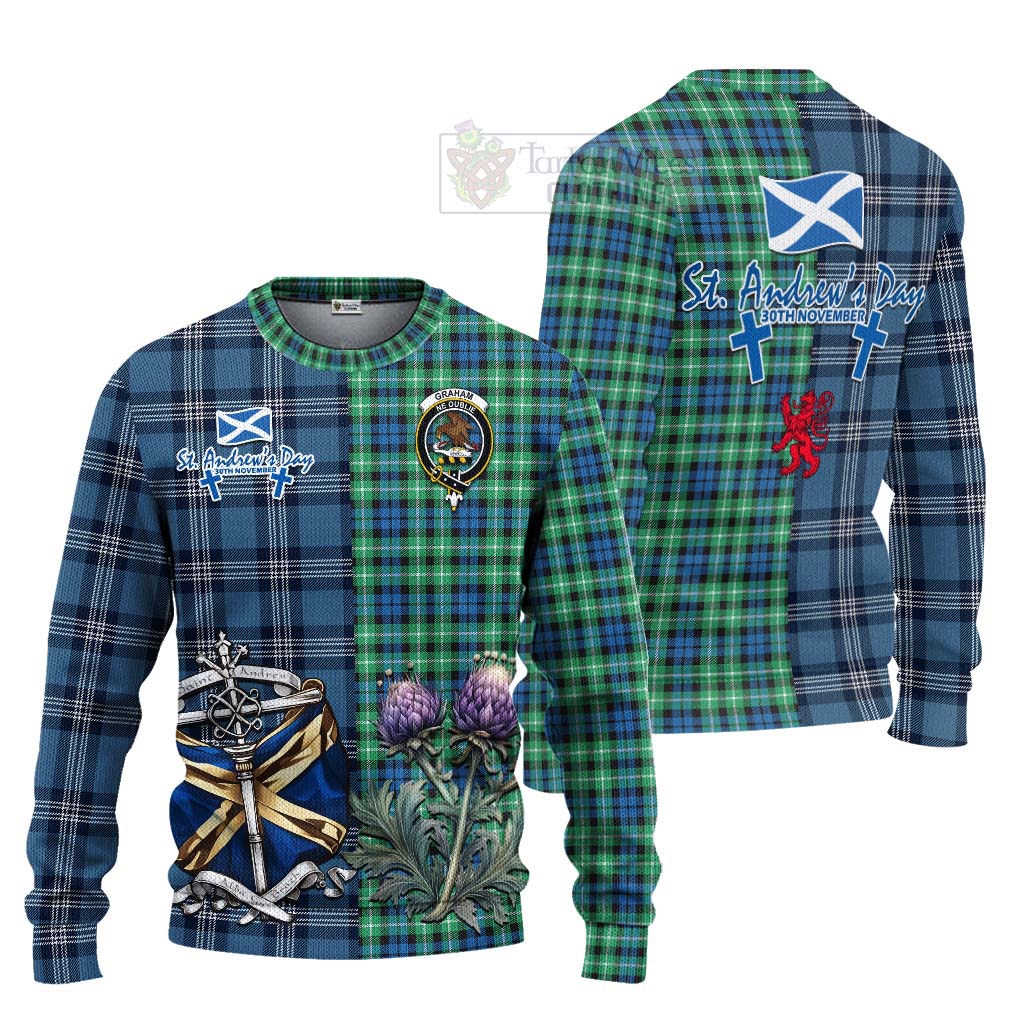 Tartan Vibes Clothing Graham Tartan Knitted Sweater Happy St. Andrew's Day Half Tartan Style