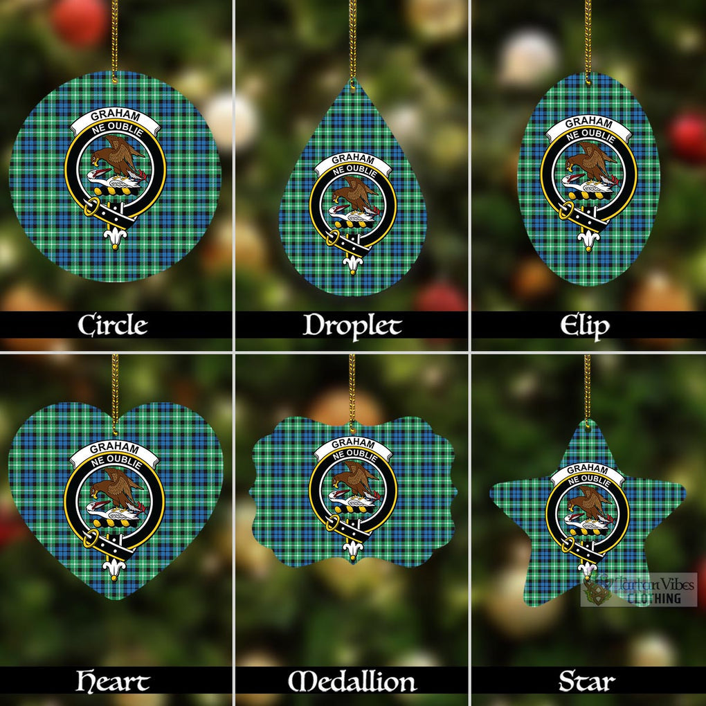 Tartan Vibes Clothing Graham Tartan Christmas Aluminium Ornament with Family Crest