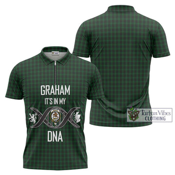 Graham Tartan Zipper Polo Shirt with Family Crest DNA In Me Style